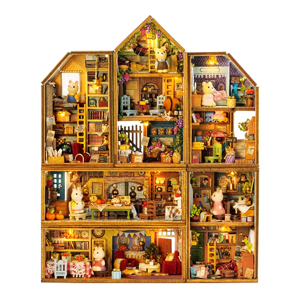 6-teiliges DIY-Puppenhaus-Set, kreative Montage, Miniatur-Landschaft, Puppenhaus, Mini-Welt-Serie, Miniatur-Kollektion, 3D-Holzpuzzle für Weihnachten, Spielzeug usw. (QH-6PCS)