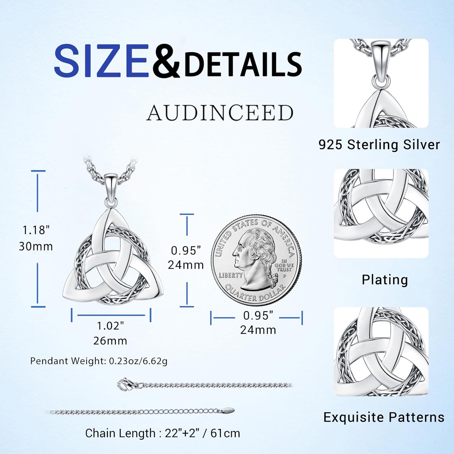 Wiccan Jewelry Celtic Knot Necklace 925 Sterling Silver Celtic Jewelry for Women & Men Star of David Necklace Pentagram Protection Amulet Necklace Witches Trinity Knot Pendant Gift - Image 6