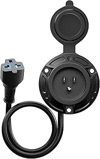Heavy-Duty 20A 125V RV Shore Power Inlet Plug with 16" Extension Cord, 5-in-1 T-Blade Adapter, Waterproof Outlet Box & Cap for RVs Trailers Boats - Outdoor Electrical System (12AWG)