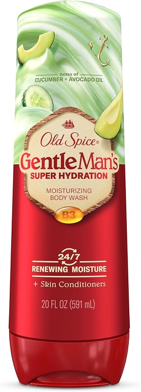 Old Spice Super Hydration Body Wash GentleMan’s Blend, Cucumber + Avocado Oil Scent for Deep Cleaning and 24/7 Renewing Moisture, 20 oz
