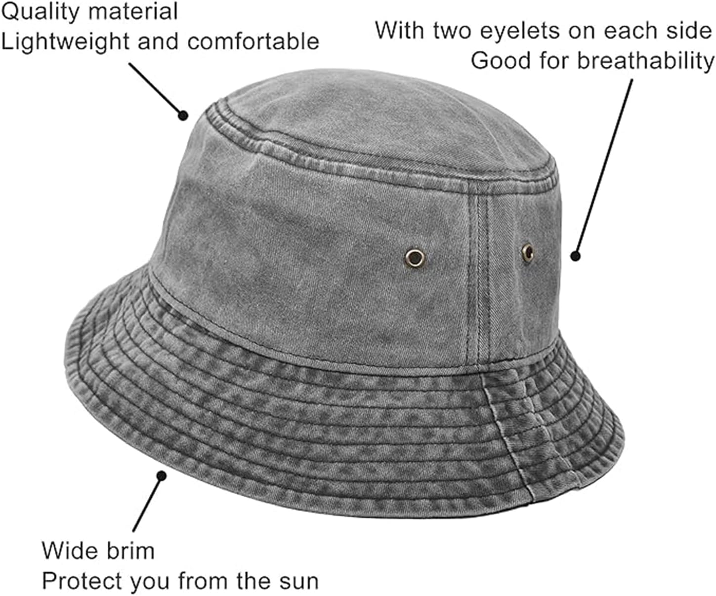 2 Pieces Bucket Hat Sun Packable Travel Beach Fishing Hat for Men Women - Image 3