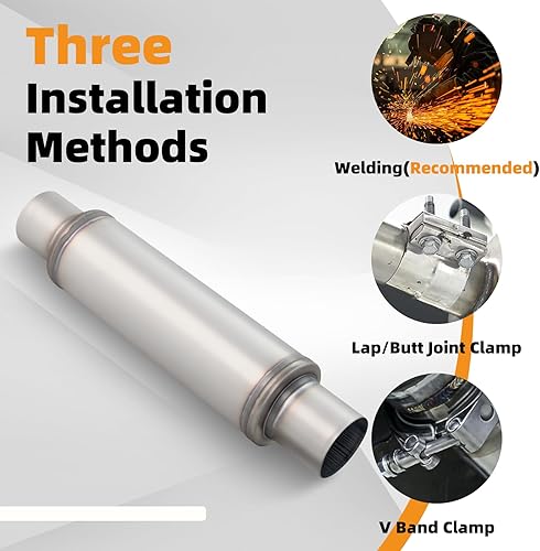 Miniatura 13 de A-KARCK Resonador de escape de entrada de 4 pulgadas, entrada de 4 pulgadas, salida de 4 pulgadas, silenciador de longitud total de 30 pulgadas, 1