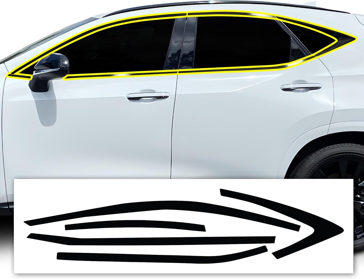 BOGAR TECH DESIGNS for Lexus NX 250 350 2022-2026 Side Window Chrome Delete – Precut Vinyl Trim Overlay, Gloss Black Blackout Appearance
