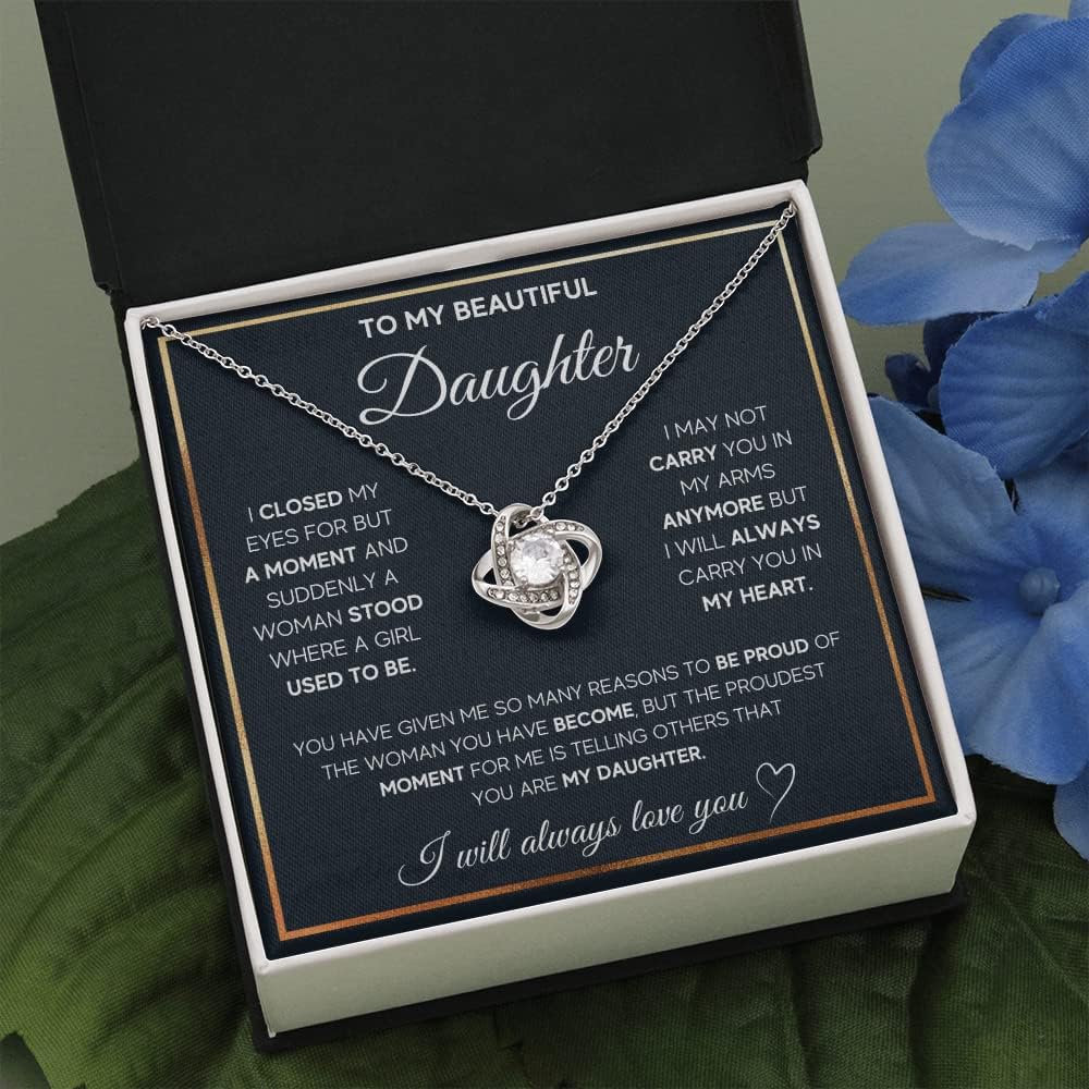 To My Beautiful Daughter Necklace from Mom & Dad | Cubic Zirconia Pendant with Heartfelt Message Card & Gift Box | Daughter Birthday, Graduation, Christmas Jewelry Gift from Parents - Image 4