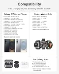 3-in-1 Station de recharge sans fil pour Samsung, Support de chargeur sans fil magnétique compatible avec MagSafe pour Galaxy S26/S25/S24/S23/Z Pliage/Flip Series, Galaxy Watch Ultra/8/7/6/5, Les copains de Galaxy Pro/4/3/2
