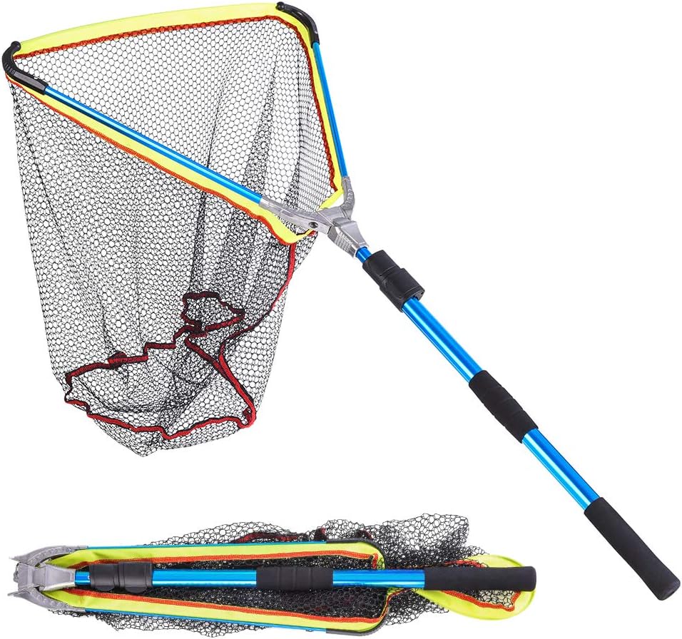 Decdeal Telescopic Aluminum Fishing Landing Net Fish Net with Telescoping Pole Handle, 79in