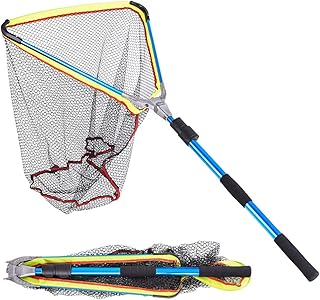 Decdeal Telescopic Aluminum Fishing Landing Net Fish Net with Telescoping Pole Handle