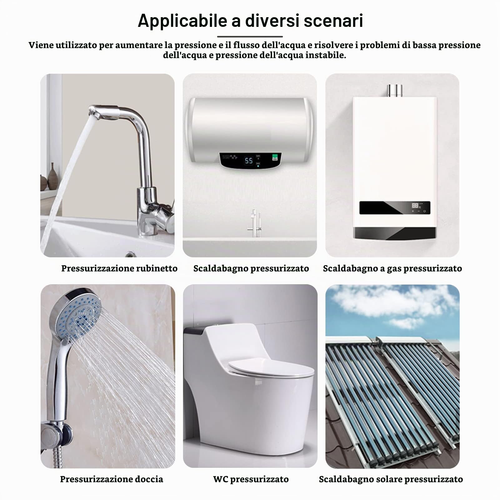 100W Pompa Booster Pressione Acqua Domestica, con Interruttore Automatico Flusso D'acqua, 238GPH 14,5 PSI Potenza per Doccia, Rubinetto, Scaldabagno Elettrico, Irrigazione o Lavaggio Auto