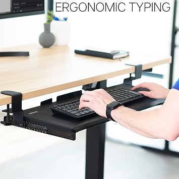 VIVO Large Keyboard Tray Under Desk Pull Out with Extra Sturdy C Clamp Mount System, 69 (84 Including Clamps) x 28 cm Slide-Out Platform Computer Drawer for Typing, Black, MOUNT-KB05E