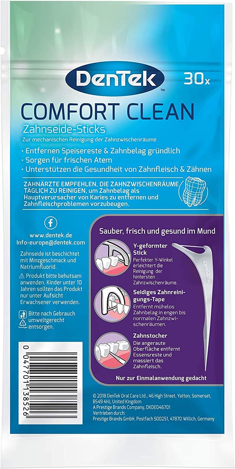 30 x Dentek Comfort Clean dientes seda Sticks
