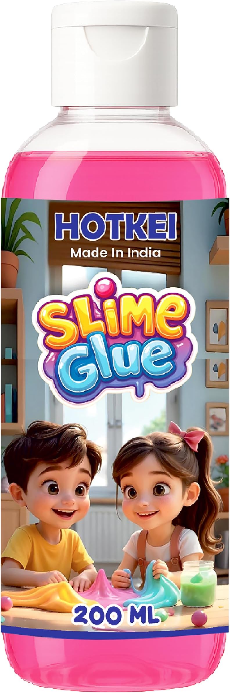 HOTKEI 200 ml Pink Slime Glue DIY Magic Jelly Putty Toy for Making Maker kit Set Liquid Gel Games Birthday Gift Toys for Boys Girls Kids for Making Slime at Home 3 to 10 Years