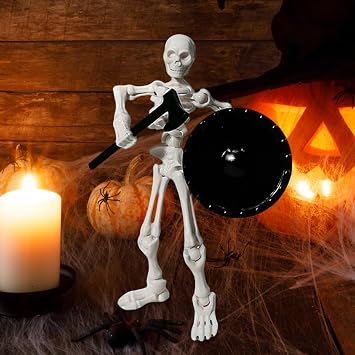 Skeleton Action Figure, Halloween Movable Skeleton Miniature, Human Bone Desktop Figure Model for Home Classroom Teaching Display Holiday Gathering Entryway Workplace Table Indoor