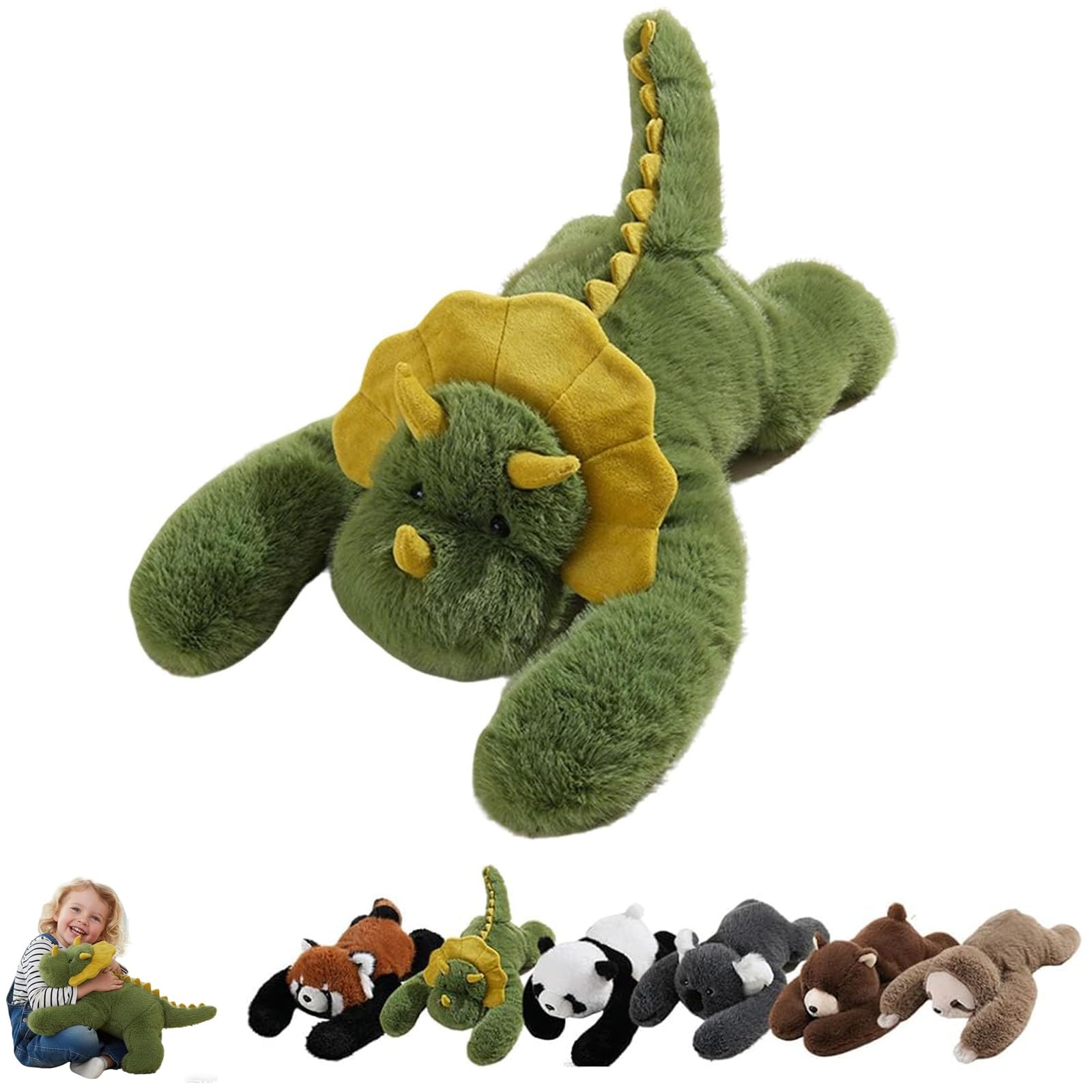 Weighted Stuffed Animal for Kids & Adults,The Panda Weighted Animal Plush,Hugging Pillow for Anxiety Relief&Sleep Support, Sloth Panda Koala Dinosaur Cuddly Toy (dinosaur,65cm)