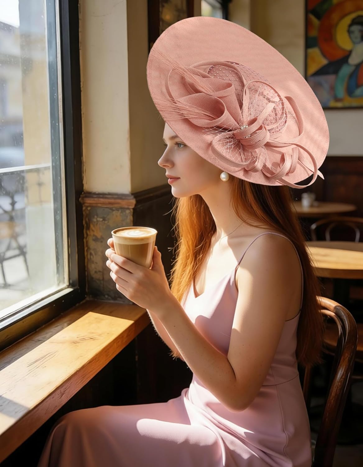 Unpifolov Fascinators Hats Elegant Women Flower Mesh Feathers Wedding Cocktail Bride Headband for Derby Hat Tea Party