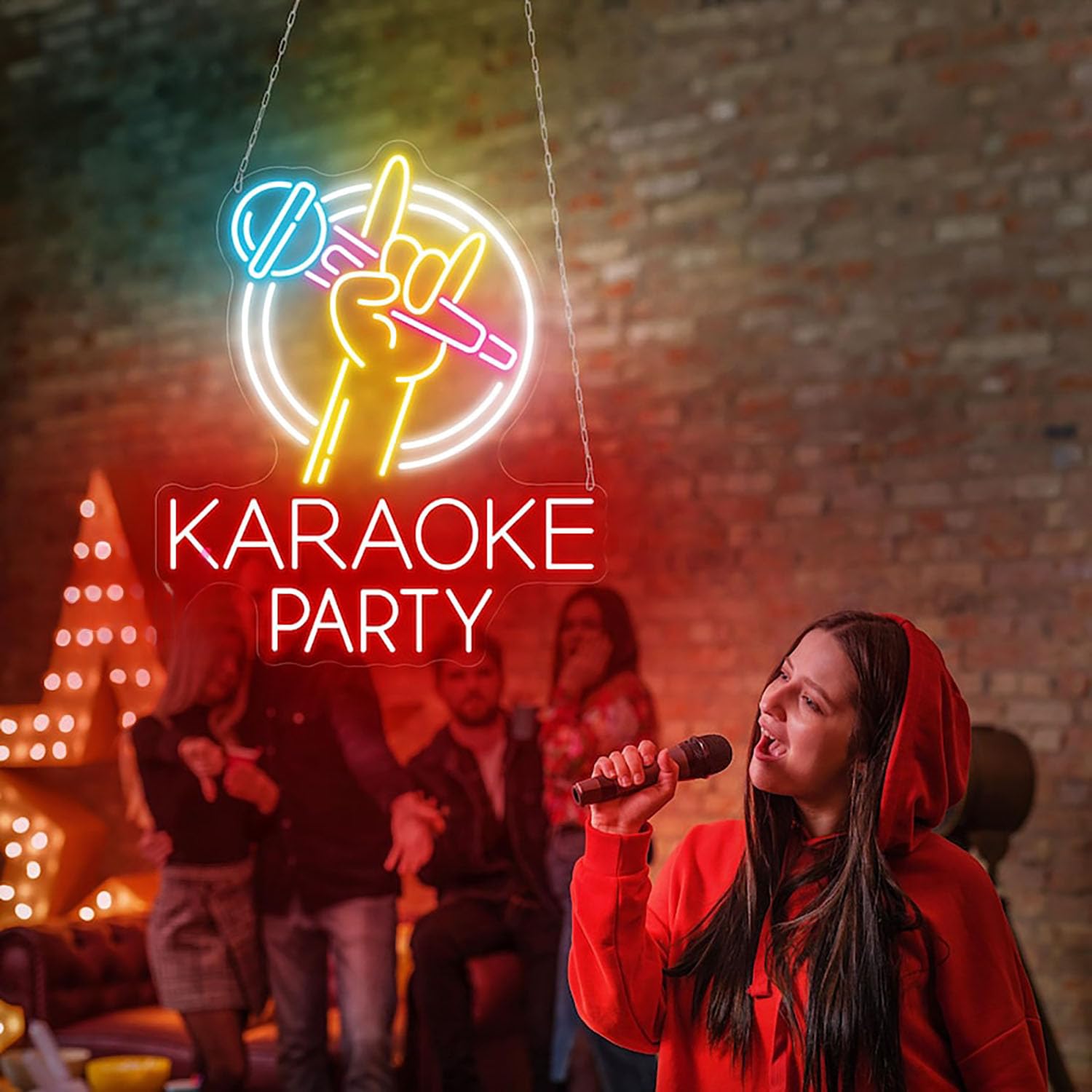 Karaoke LED Neon Sign for Wall Decor USB Adjustable Brightness Living Room Bars Pub Club Gatherings Art Wall Decor