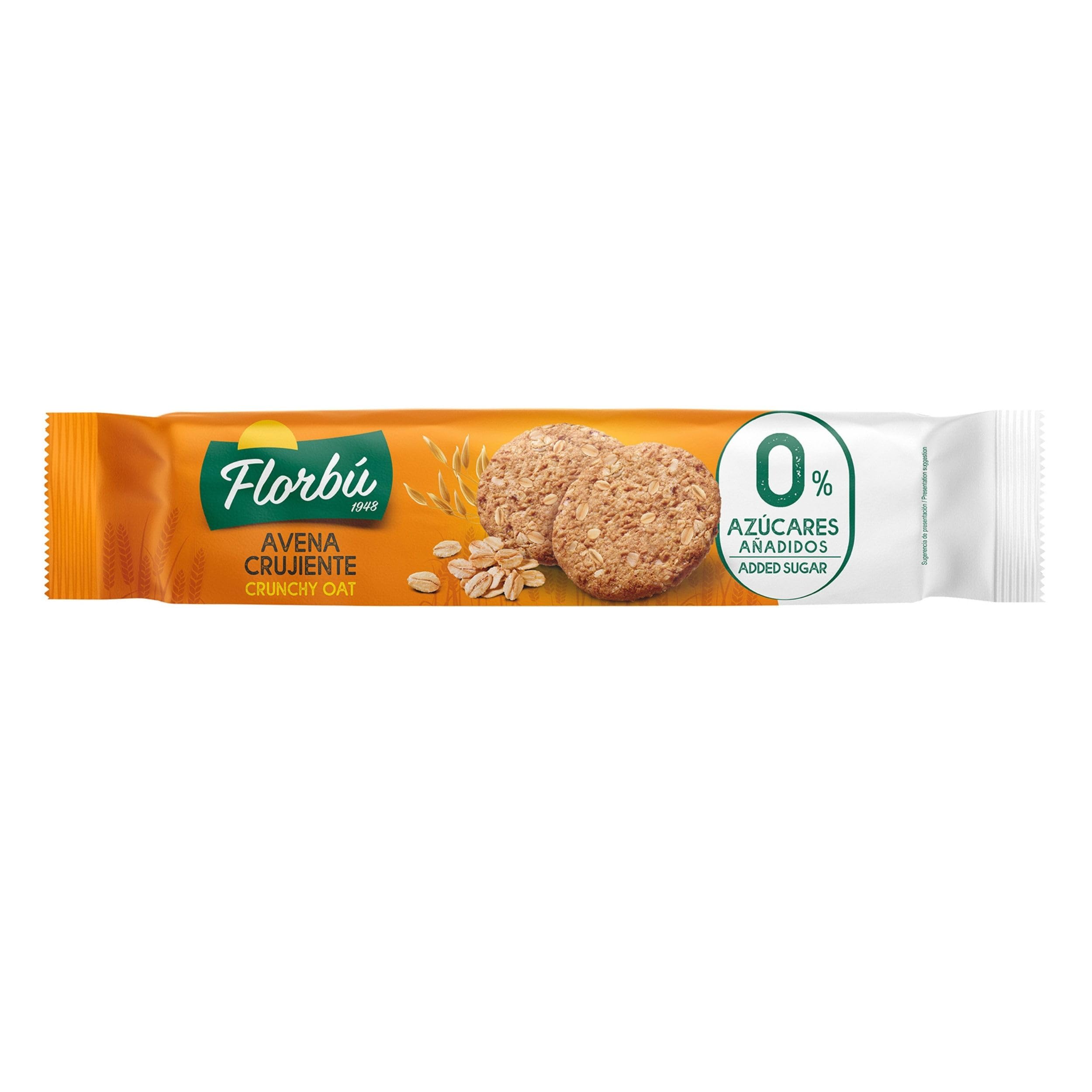 Florbu Crunchy Oat Biscuits 0% No Added Sugar - Oatmeal Cookies, Wholemeal Fibre Rich Snack Ideal for Diabetics, Made with Sunflower Oil - Ideal for Breakfast Biscuit or with a Coffee Break