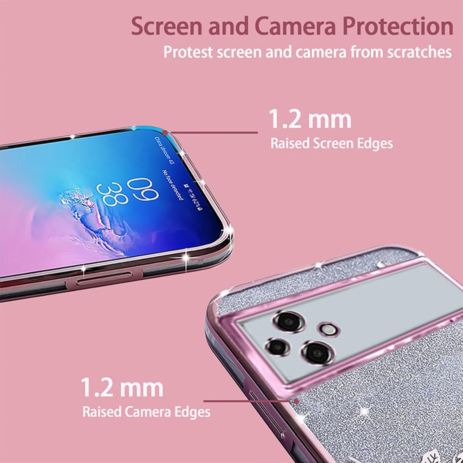 Cover Per Xiaomi Poco M5 In TPU Con Glitter – Custodia Protettiva Morbida Rosa Per Donne E Ragazze - 4