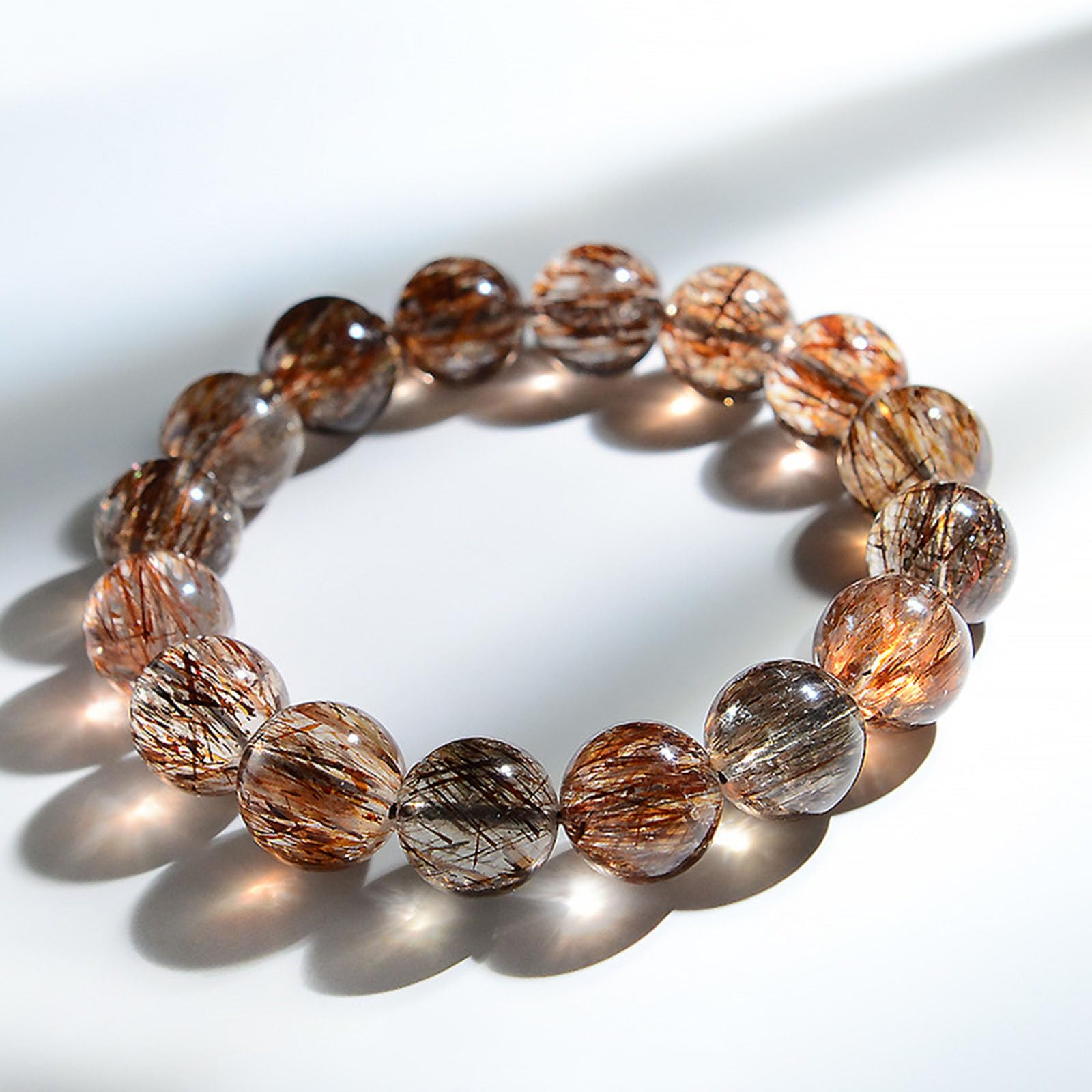 11mm, Heilende Perlenarmbänder für Damen und Herren, natürliches Schwarzgold-Super-Seven-Quarz-Stretcharmband, Kristallsteinarmband, Perlen, Edelsteinarmband als Geschenk