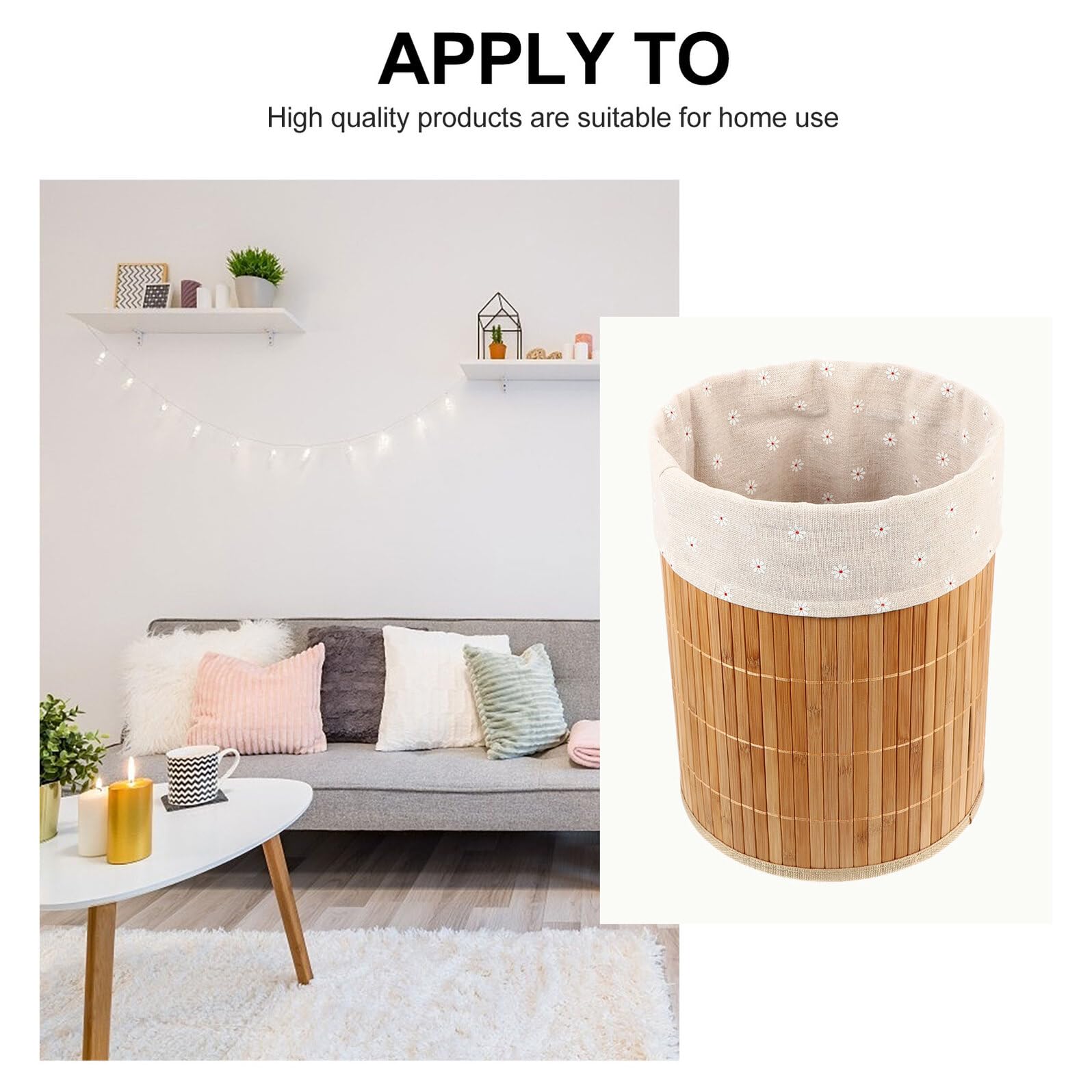 Cestino Intrecciato in Bambù Naturale, Contenitore per Vestiti Sporchi e Organizer per Oggetti Vari, Secchio Portaoggetti Pieghevole per Casa, Camera da Letto e Bagno, Stile