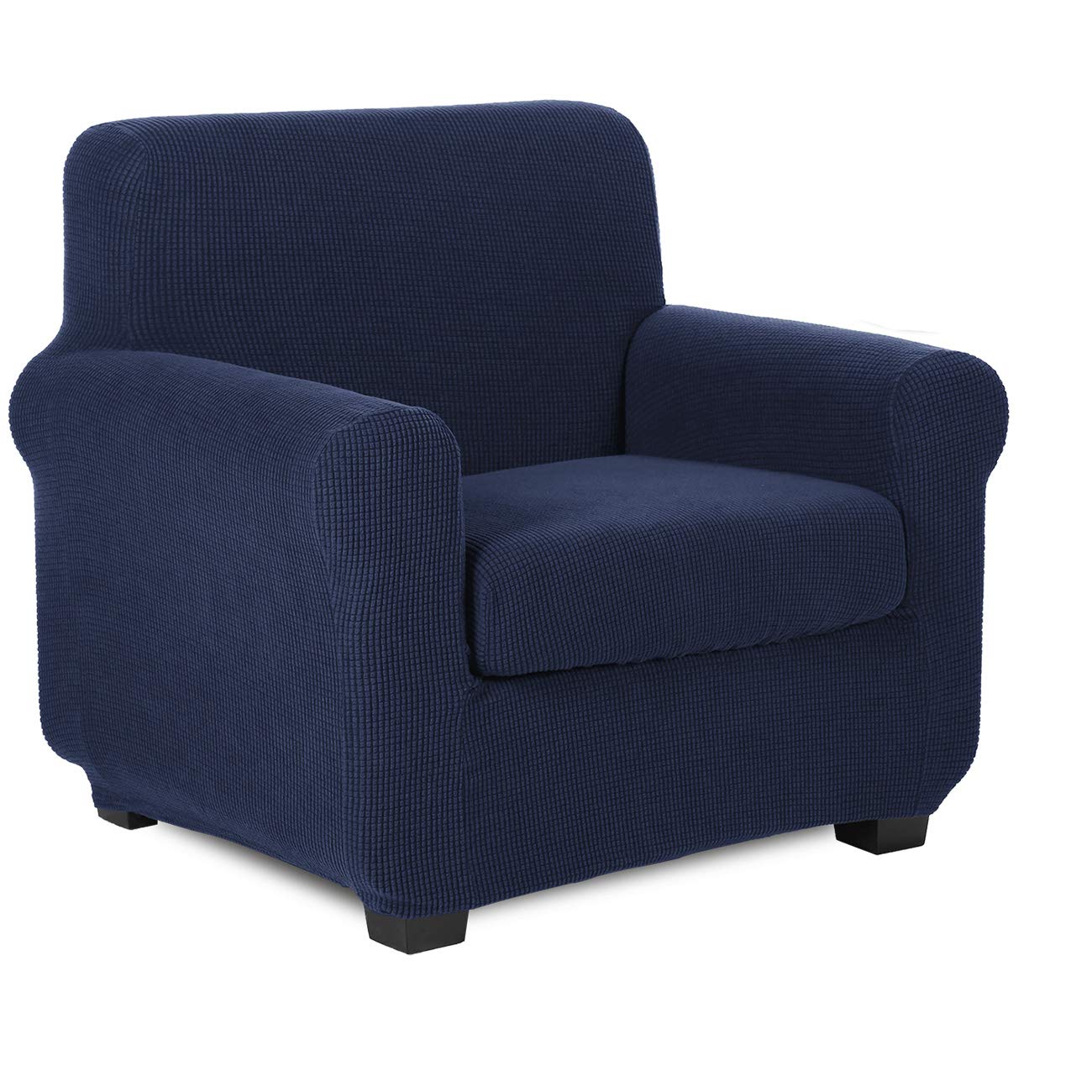 TIANSHU Funda de sillón, Funda de sofá elástica, Incluye 1 Funda para sofá de 1 plazas y 1 Funda a Juego para cojín de sofá, Lavable y removible, Suave y cómodo (Azul Oscuro)