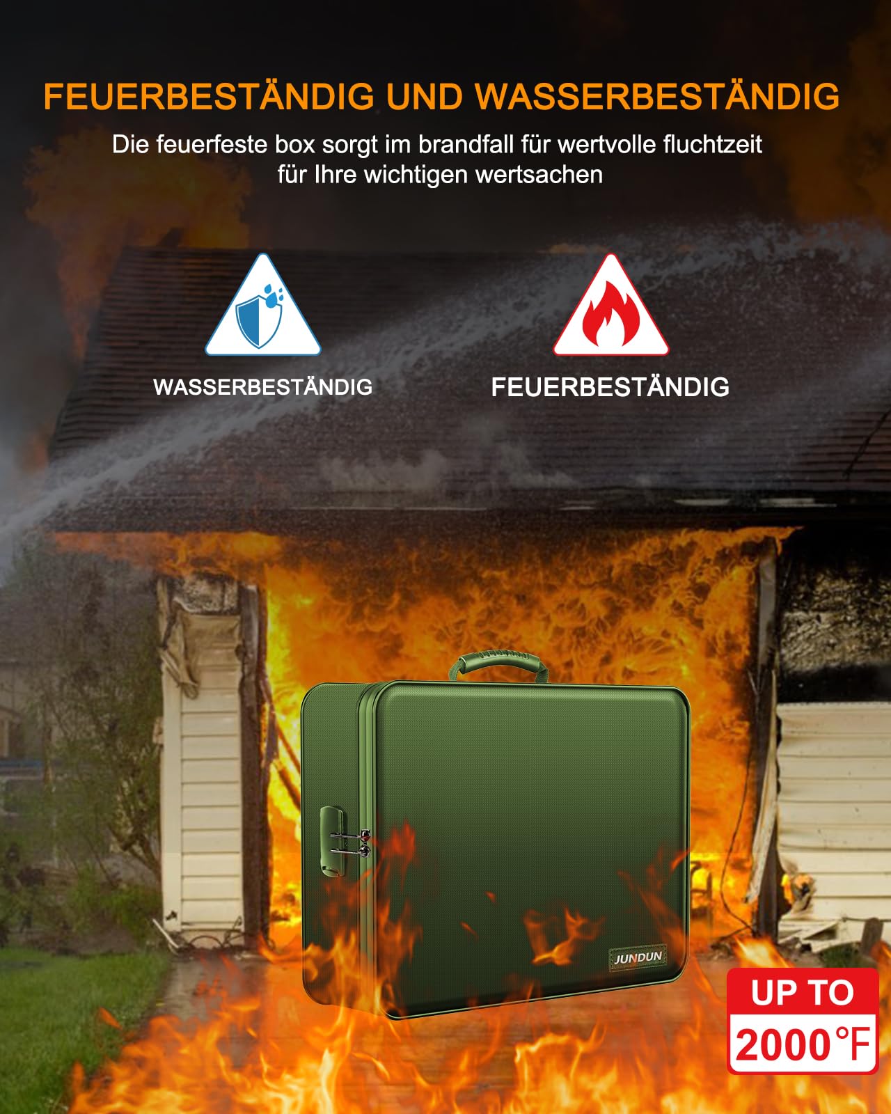 JUNDUN Organizer per documenti, refrattario con serratura, contenitore per documenti con 7 scomparti, organizzatore per documenti, documenti importanti, documenti (verde)