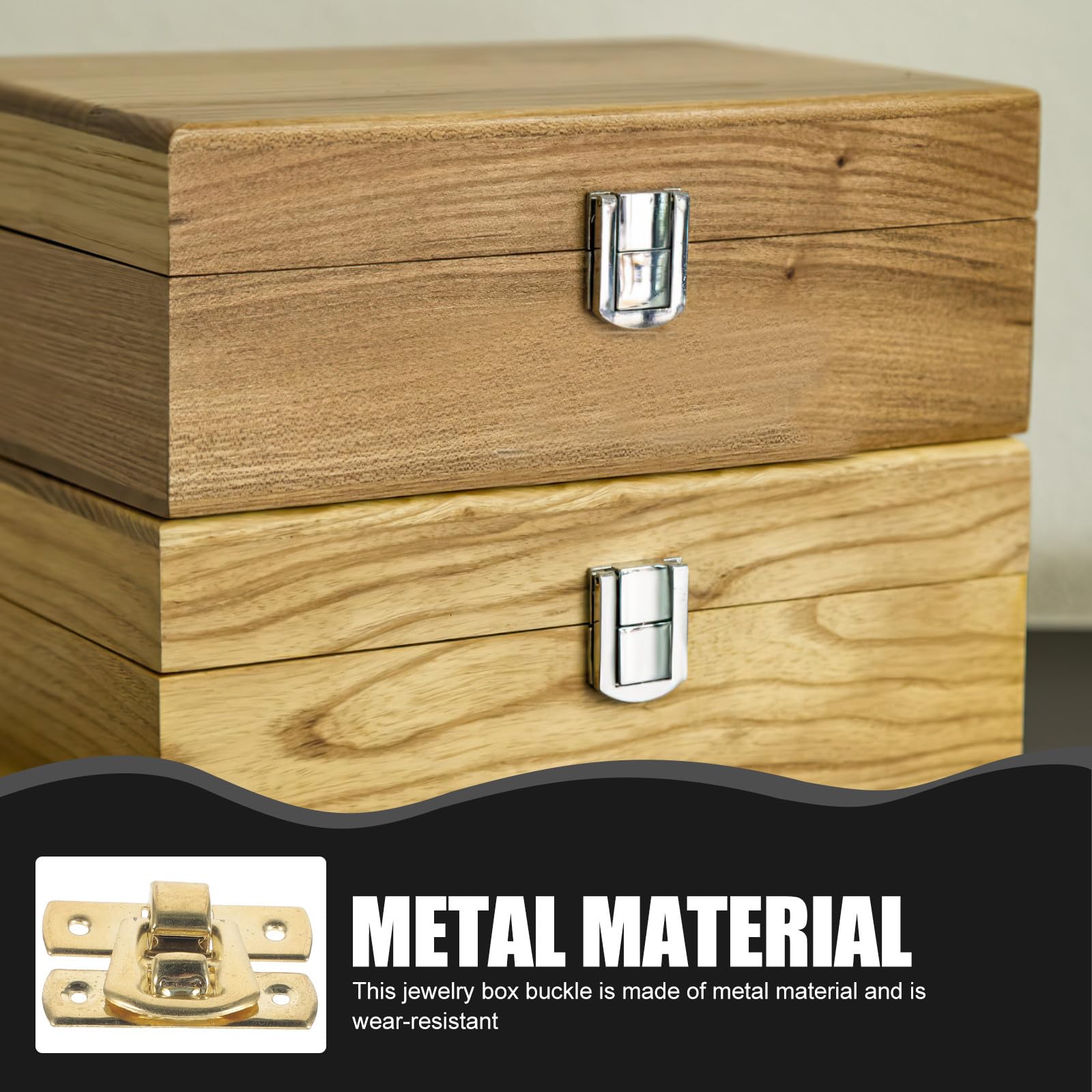 Chiusura a Gancio in Lega di Zinco 30x20mm, Set 10 Pezzi per Scatole di Legno e Portagioie, Fibbia in Metallo Compatta per Scatole Cosmetici, Vino e Cassette Attrezzi