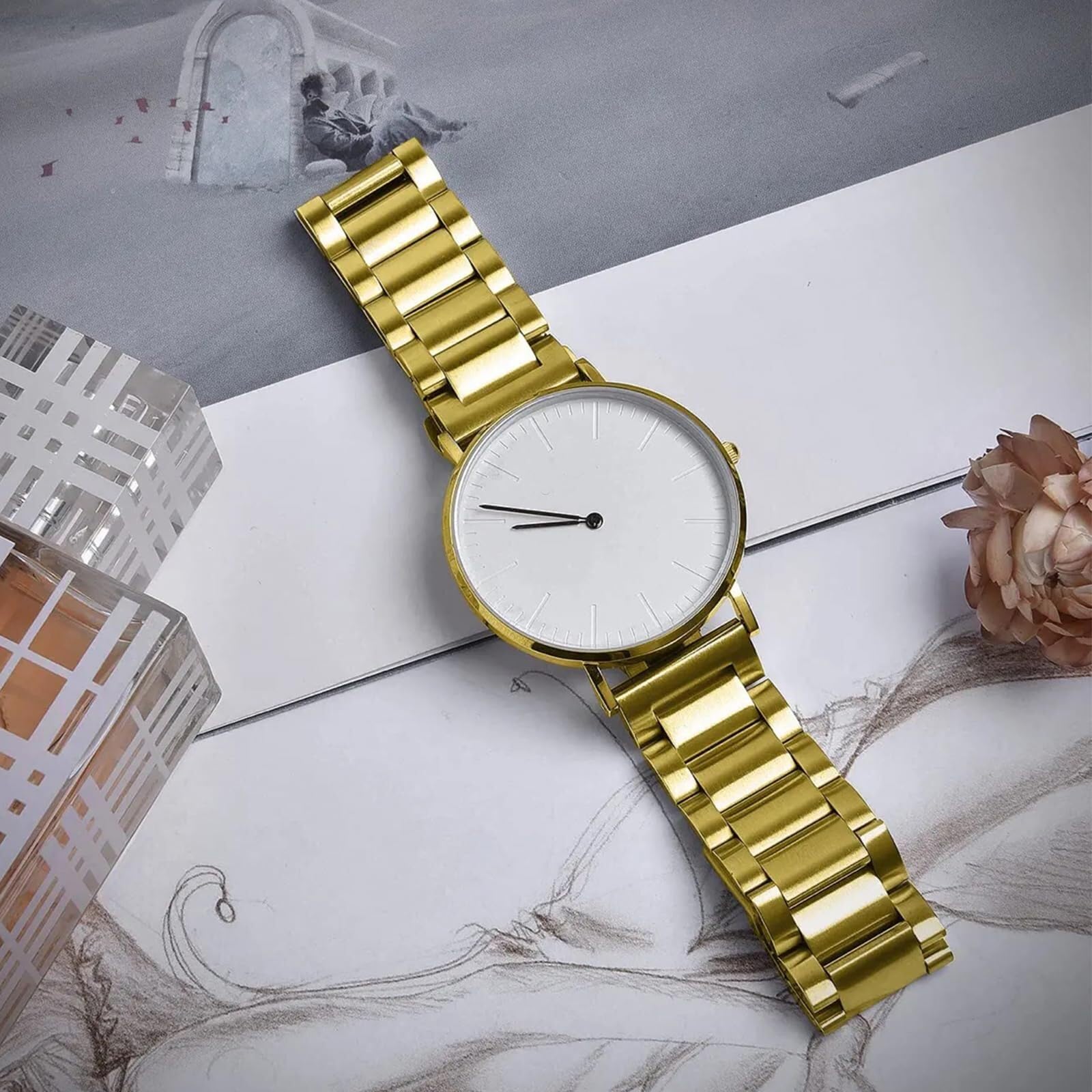 Correa de reloj de acero inoxidable de liberación rápida de metal cepillado mate de 18 mm, 20 mm, 22 mm, correa de repuesto para reloj inteligente para hombres y mujeres
