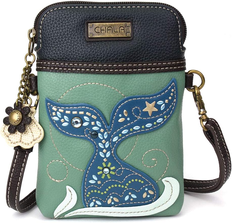 Dazzled Cell Phone Crossbody Purse-Women PU Leather Multicolor Handbag with Adjustable Strap