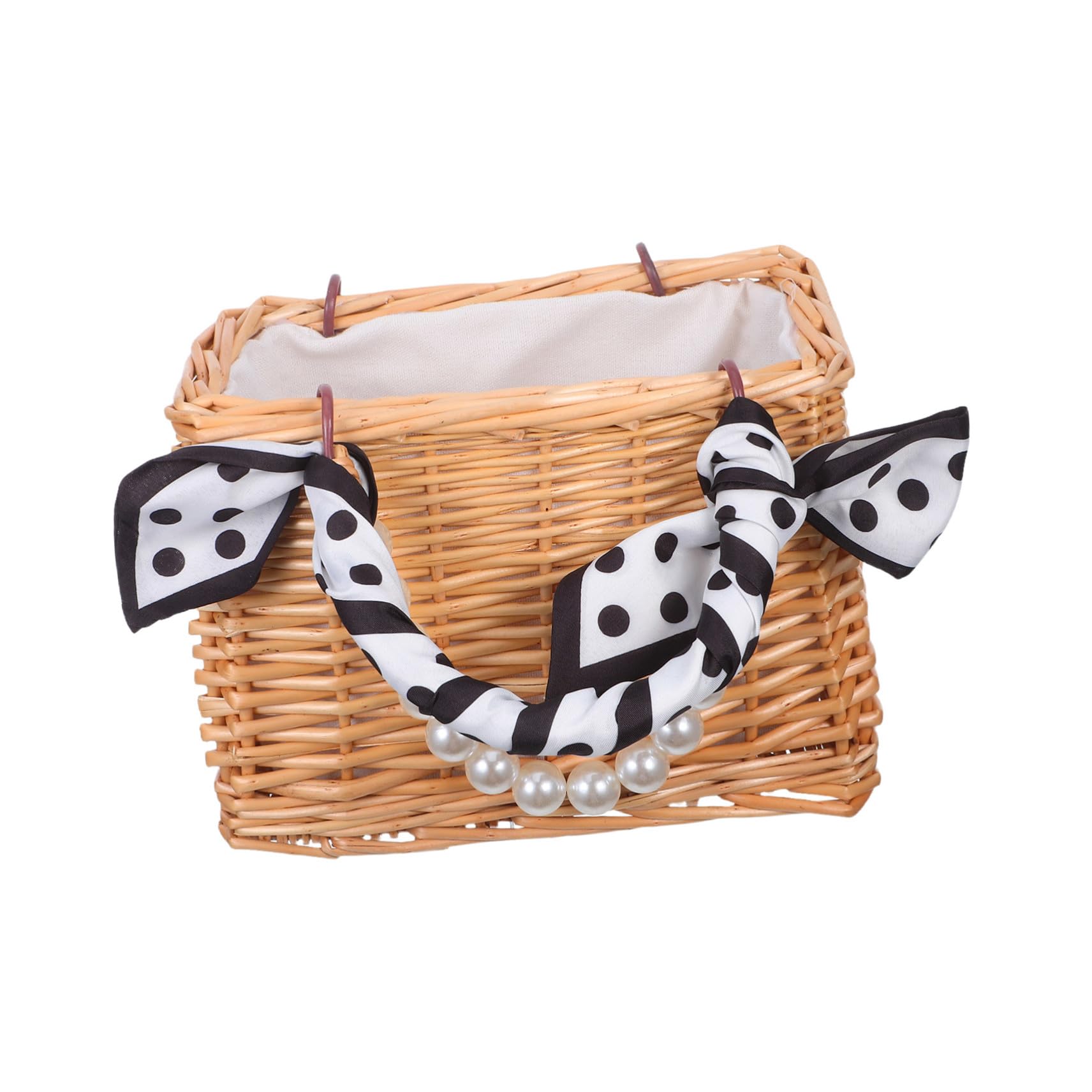 Ciieeo Handgewebter Rattan-blumenkorb mit Kunstperlen-griff Leichtes Offenes Design Vielseitige Verwendung als Tragetasche und Blumendekoration für Hochzeit Garten Picknick und Urlaub