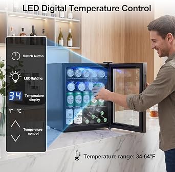 Mini Beverage Refrigerator Cooler -Small Beverage Fridge 1.4cu.ft