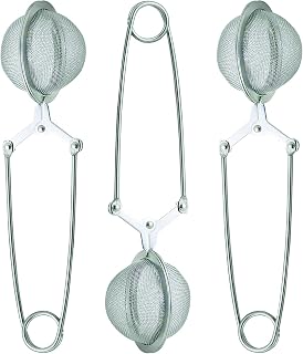HIC Kitchen Snap Mesh Ball Tea Infusers, 18/8 Stainless Steel, For Loose Leaf Tea and Mulling Spices, Set of 3