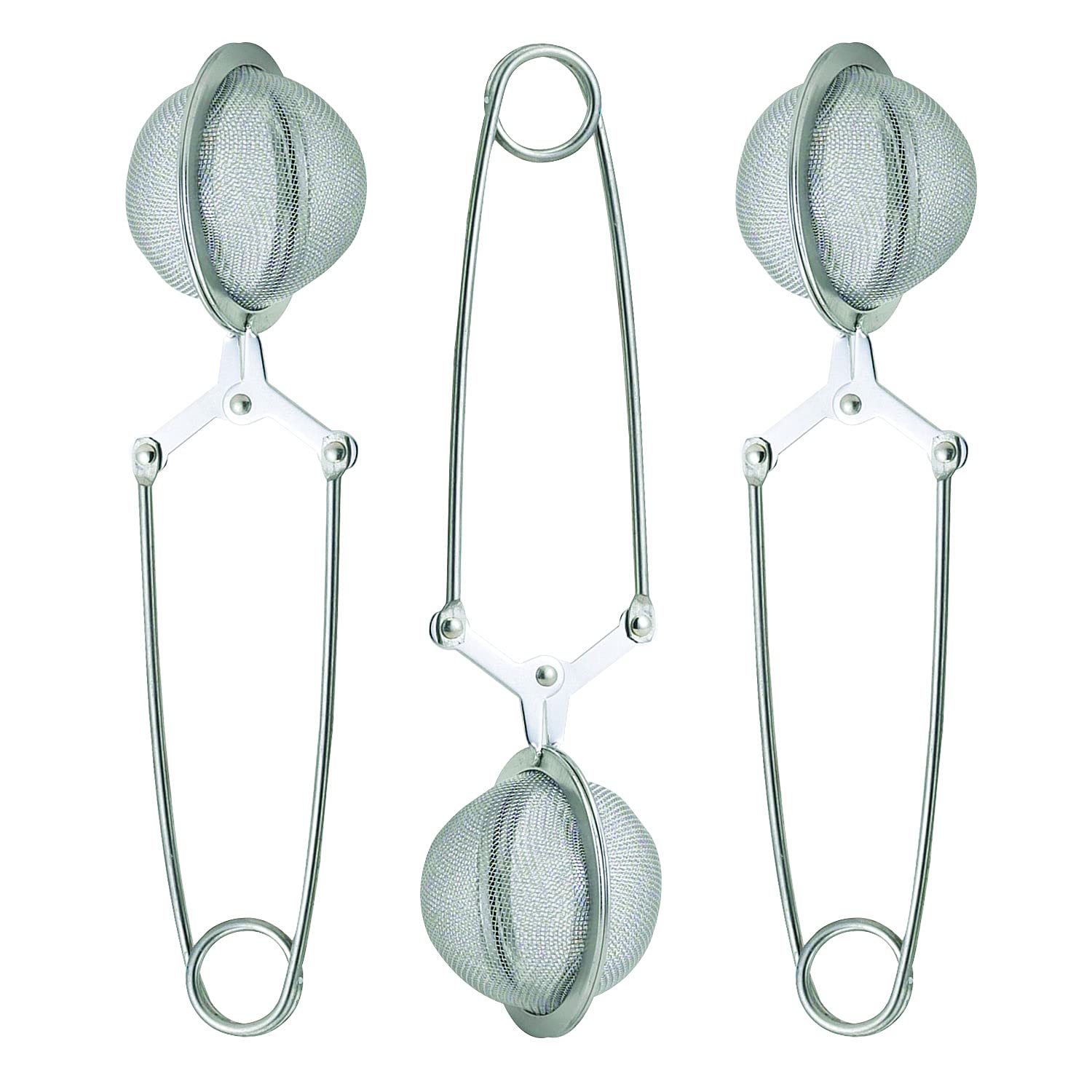 HIC Kitchen Snap Mesh Ball Tea Infusers, 18/8 Stainless Steel, For Loose Leaf Tea and Mulling Spices, Set of 3