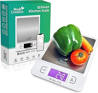 Digital Kitchen Scales, Food Weighing Scales, Cooking Scale For Baking, Food Scale with Nutritional Calculator, High Precision Weighing Scale, with LCD Display, Rechargeable, (5kg).