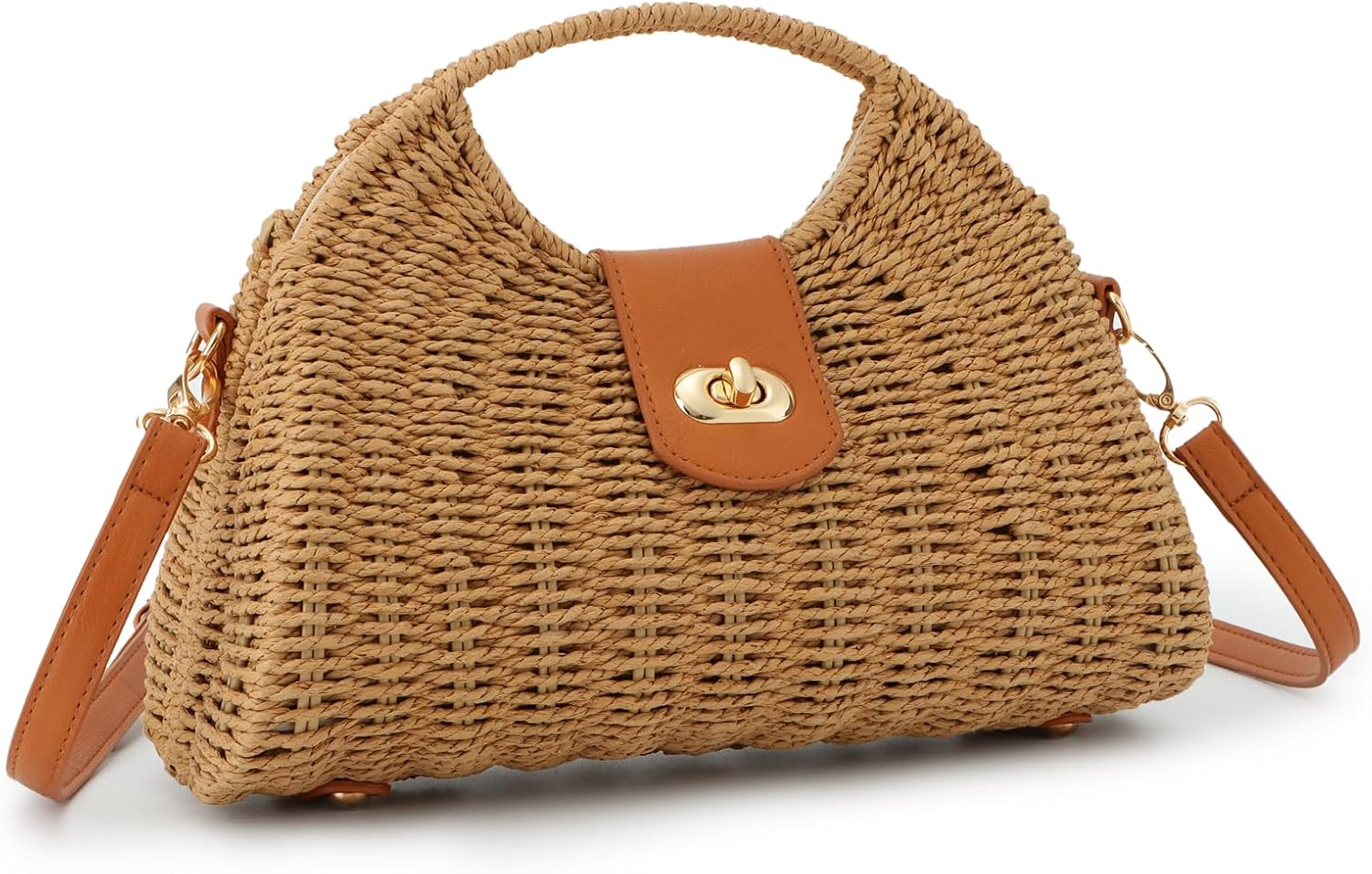 Oweisong Wicker Tote Handbag Straw Crossbody Bag for Women Summer Beach Purse