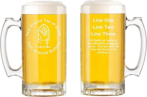 Miniatura 1 de OnPro Digital Taza de cerveza de vidrio de confirmación personalizada con asa de 16 oz  85 temas para deportes, trabajos, pasatiempos, celebraciones