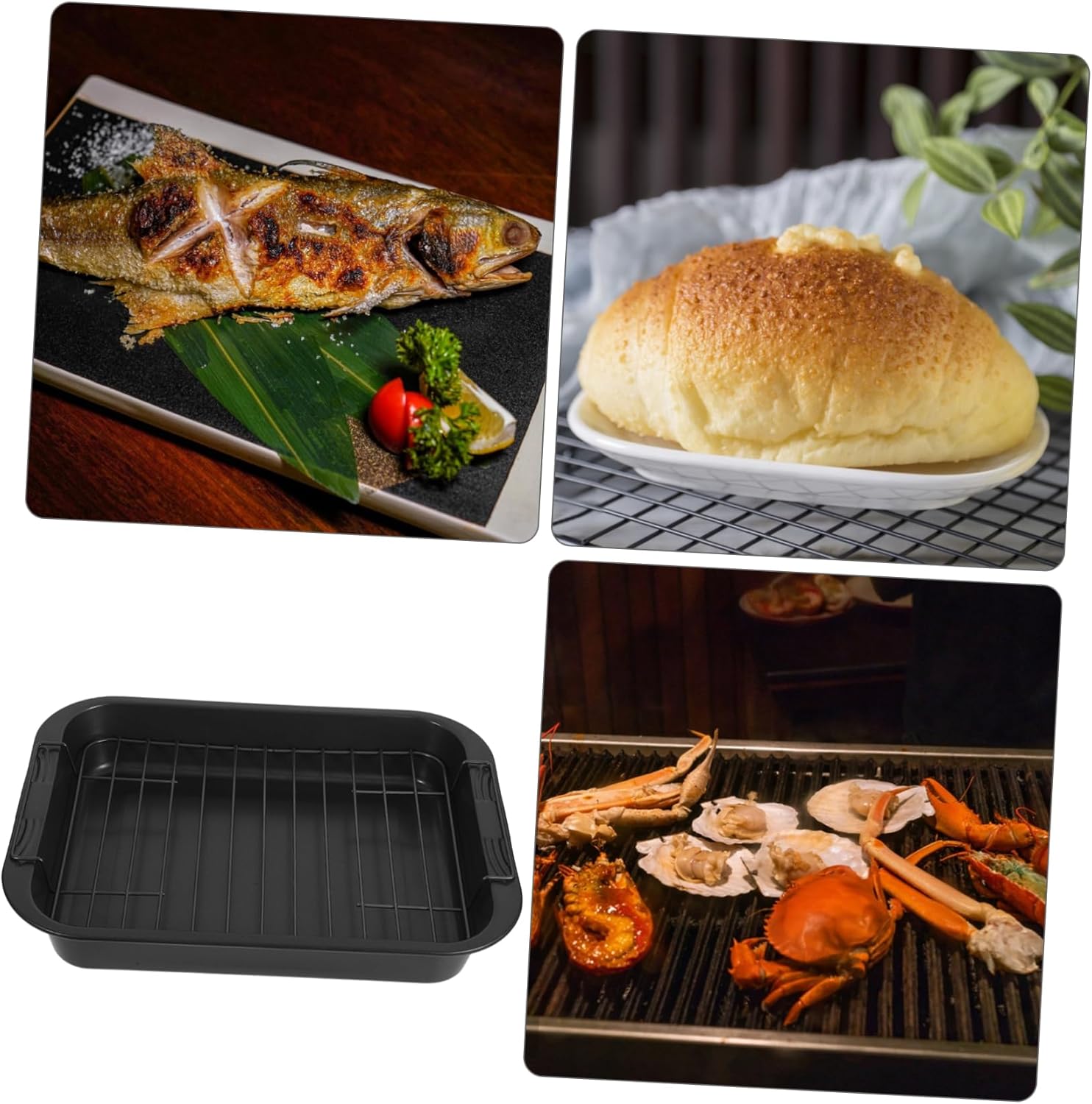 Homoyoyo Stainless Steel Baking Sheet Set with Cooling Rack – 145 Inch Nonstick Cookie Tray and Roasting Pan for Oven - Grill - and Cooling – & Versatile Baking Essential