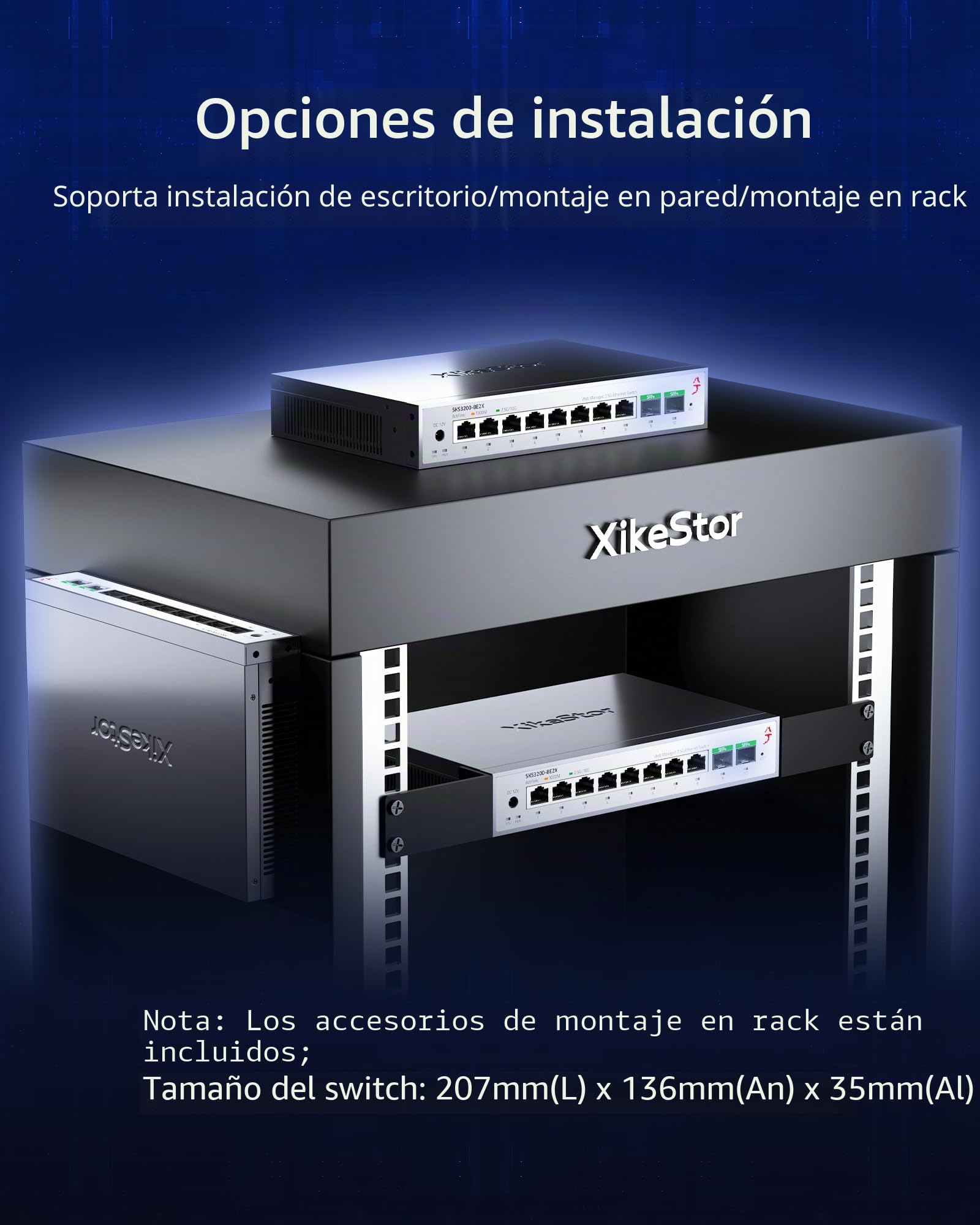 Switch de 8 Puertos 2.5G (Gestión Web, 8 Puertos RJ45 de 100M/1000M/2.5G + 2 Puertos SFP+ de 10G, sin Ventilador, VLAN de Puente, para Escritorio/Rack) - Switch de Red gestionable