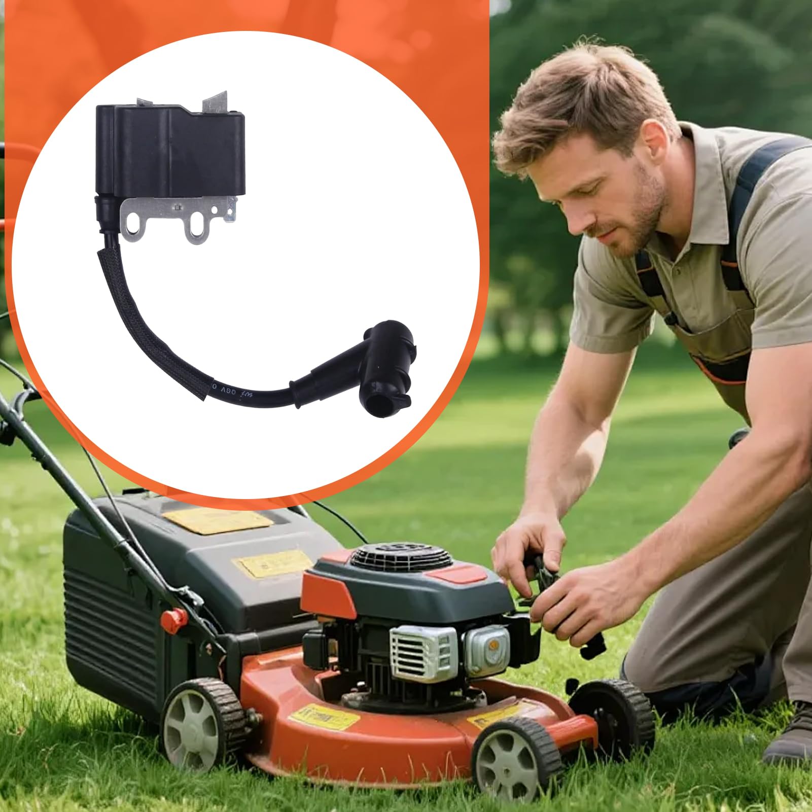 Kit de bobina de encendido para cortacésped, bobina de encendido | multifuncional, piezas del motor de cortacésped, para patio, garaje, césped, jardín, almacén, taller y cubierta