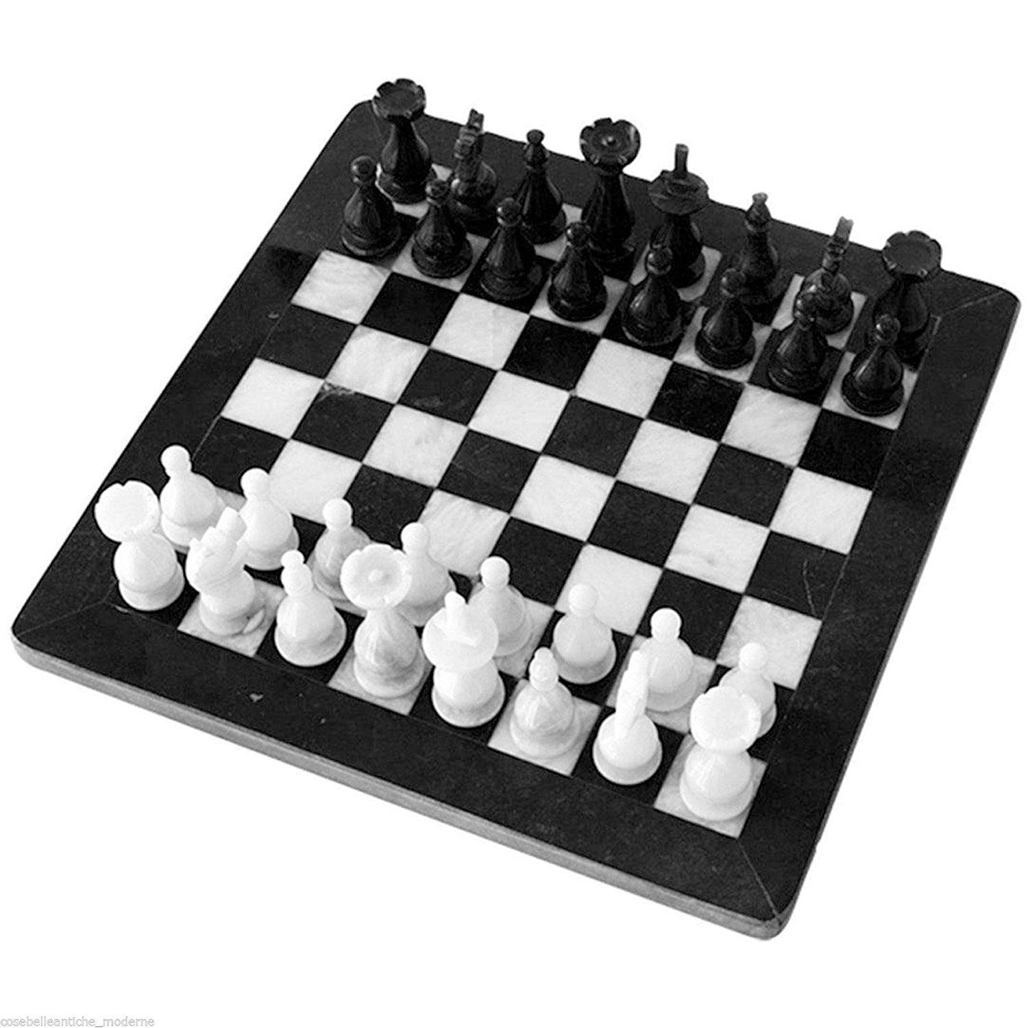Czarny Marmur szachownica Majów i Biały z Szachami White Black Marble Chessboard 30x30