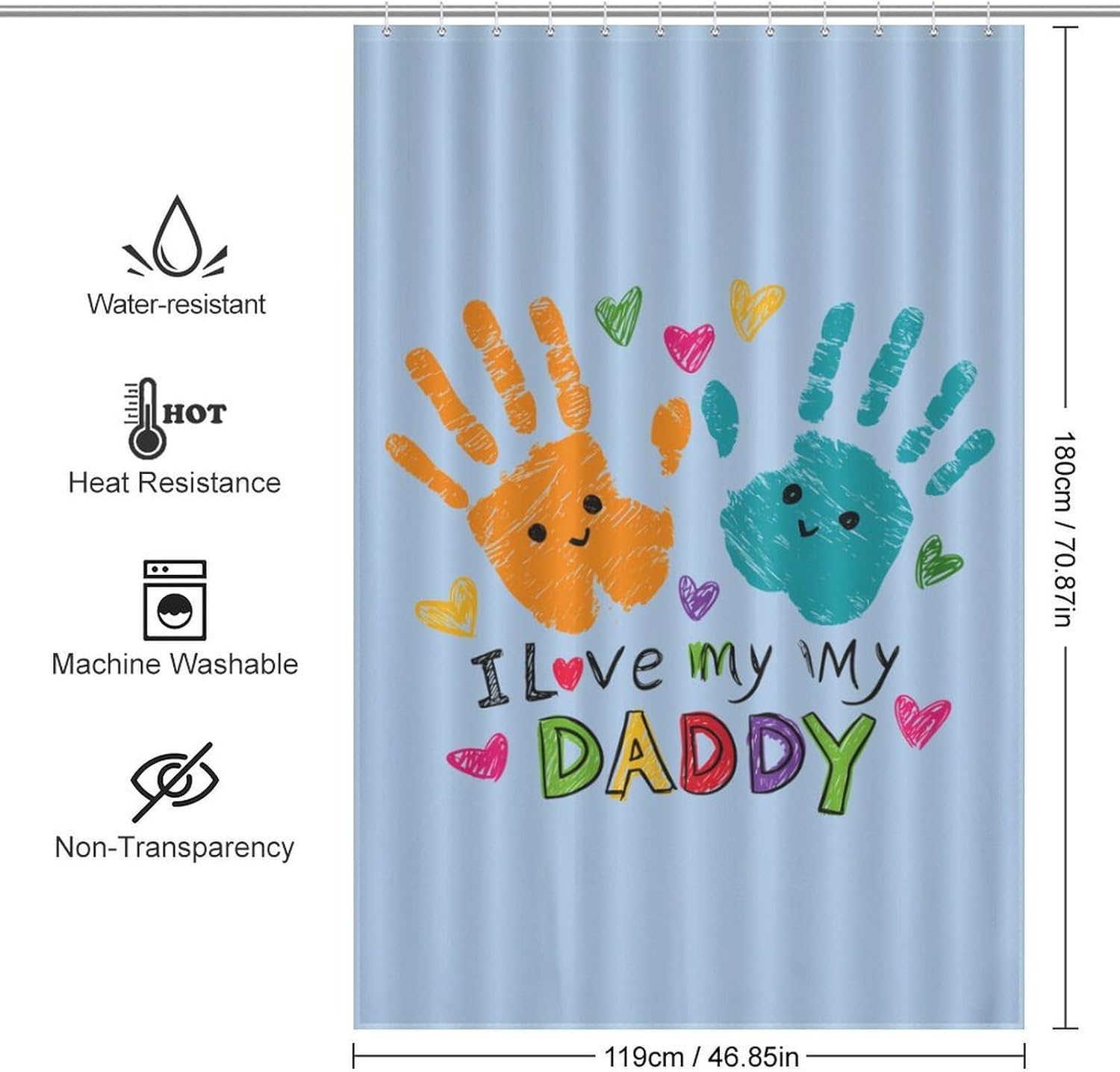 I Love Heart Mooses (2) Shower Curtain 46.85x70.87Inch（119x180cm） Polyester Bath Curtain Shower Curtains Printed Decorative
