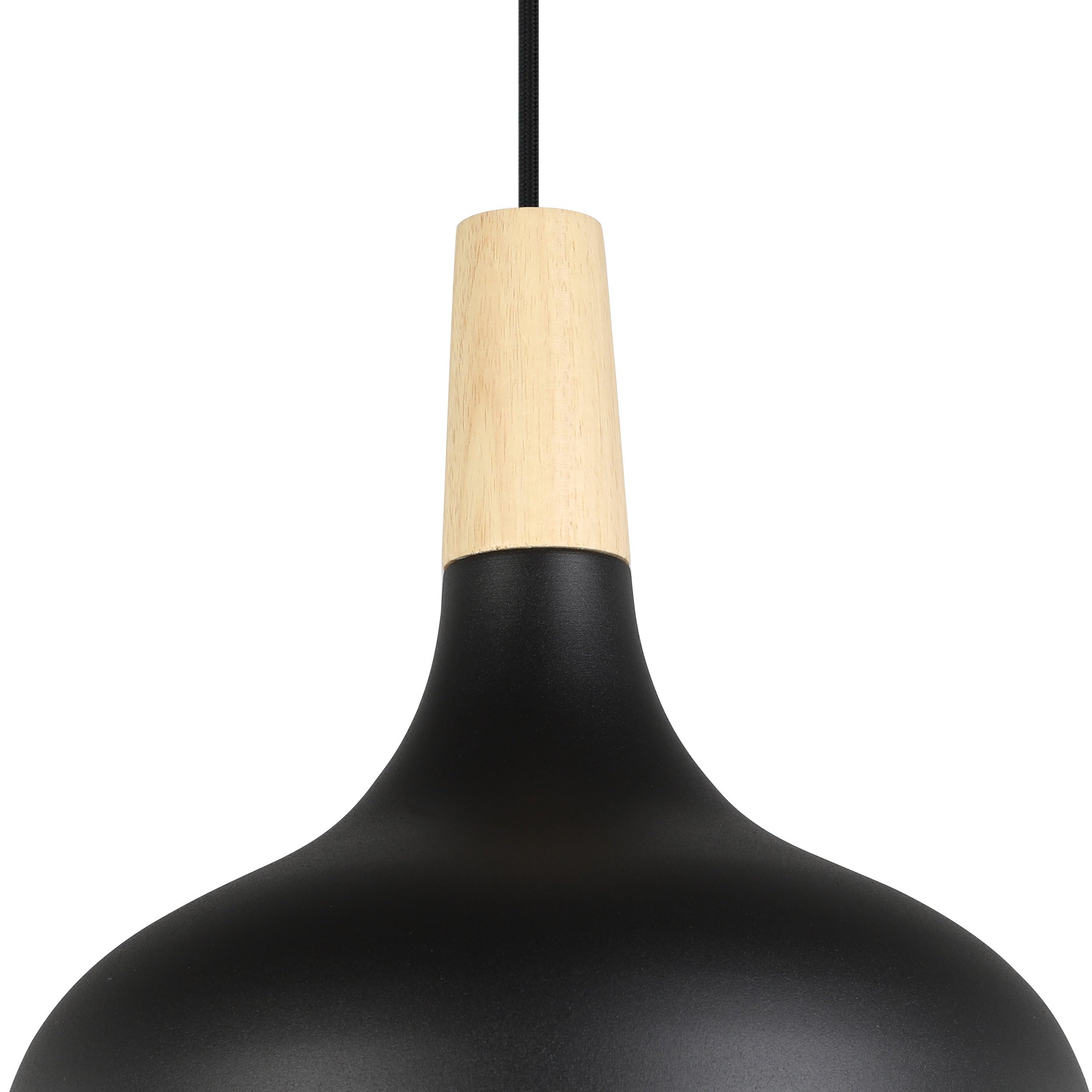 Eglo lámpara colgante Sabinar para comedor, luminaria para sala y comedor | iluminador de metal en negro y madera en natural, FSC100HB, candil con casquillo E27, Ø 28 cm