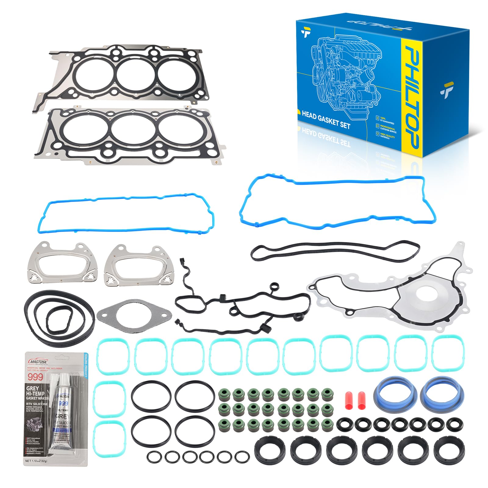 PHILTOP HS26541PT Head Gasket Set Fit for Jeep Grand Cherokee Wrangler JK, Dodge Grand Caravan Charger Journey Durango, for Chrysler Town &amp; Country 300 200, Ram 1500 Classic,for 3.6L Engine Gasket Kit