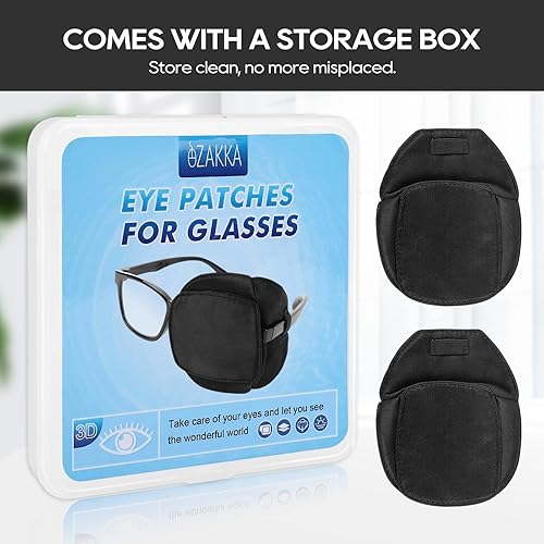 Miniatura 6 de eZAKKA Parches para ojos para adultos y niños, para ojo izquierdo y derecho, 2 piezas de parches médicos para anteojos de seda para ojos perezosos,