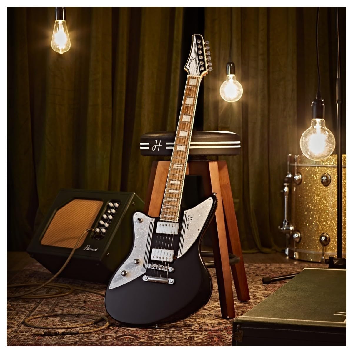 Hartwood Caricatore di chitarra elettrica per mancini, Jet Nero | Humbucker con Push-Pull per Varietà Tonale, Manico Acero Tostato con Finitura Satinata, Mancina, Jet Black