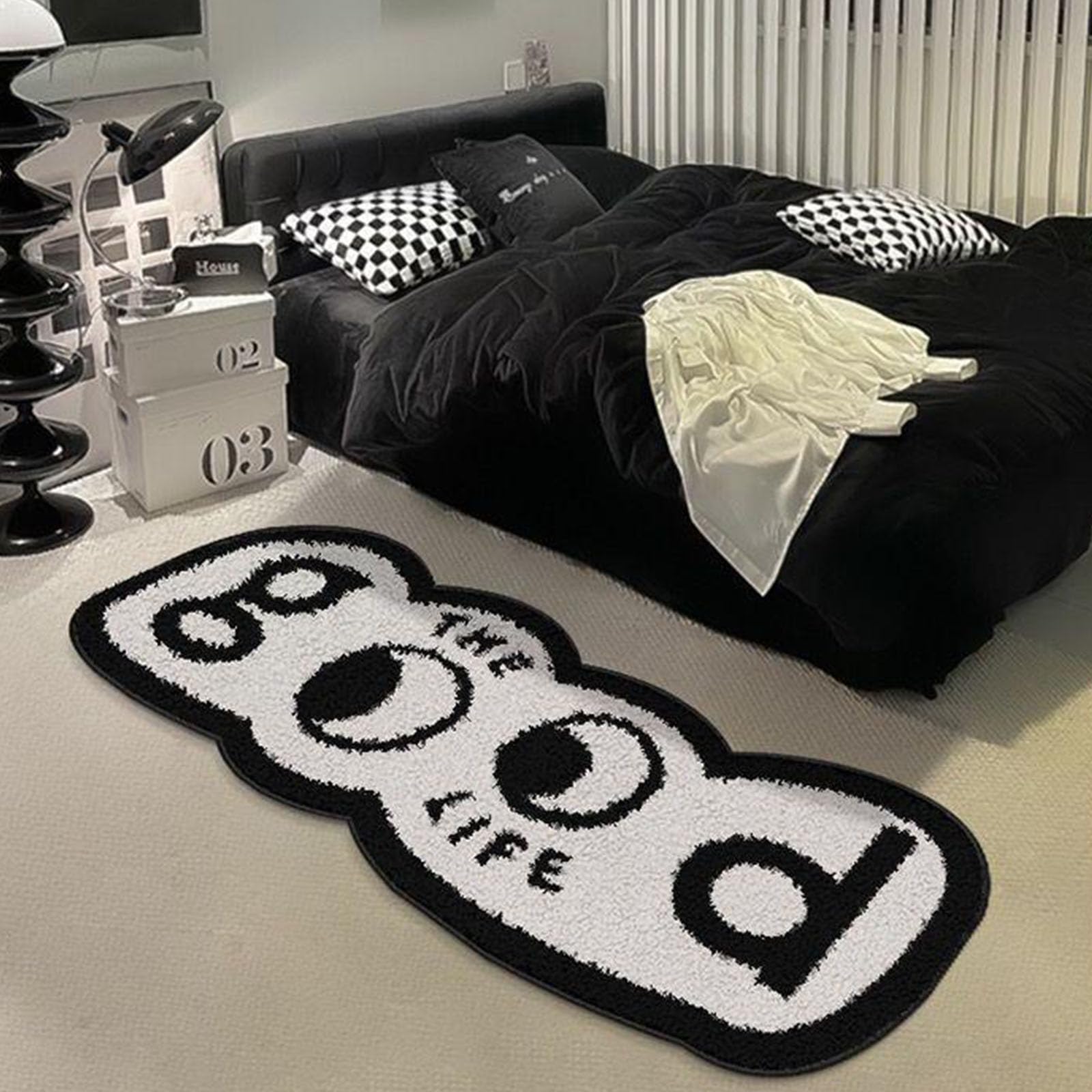 Tapis de bain en cachemire artificiel noir 40x119 cm pour douche