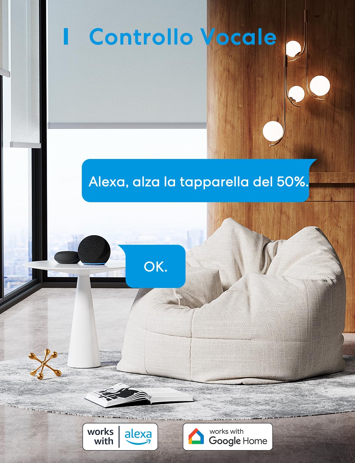 meross 2 Pcs Interruttore per tapparelle con Controllo percentuale (è necessario un filo neutro), Timer Switch per Persiane e Tende compatibile con Alexa, Google Home e SmartThings, Telecomando