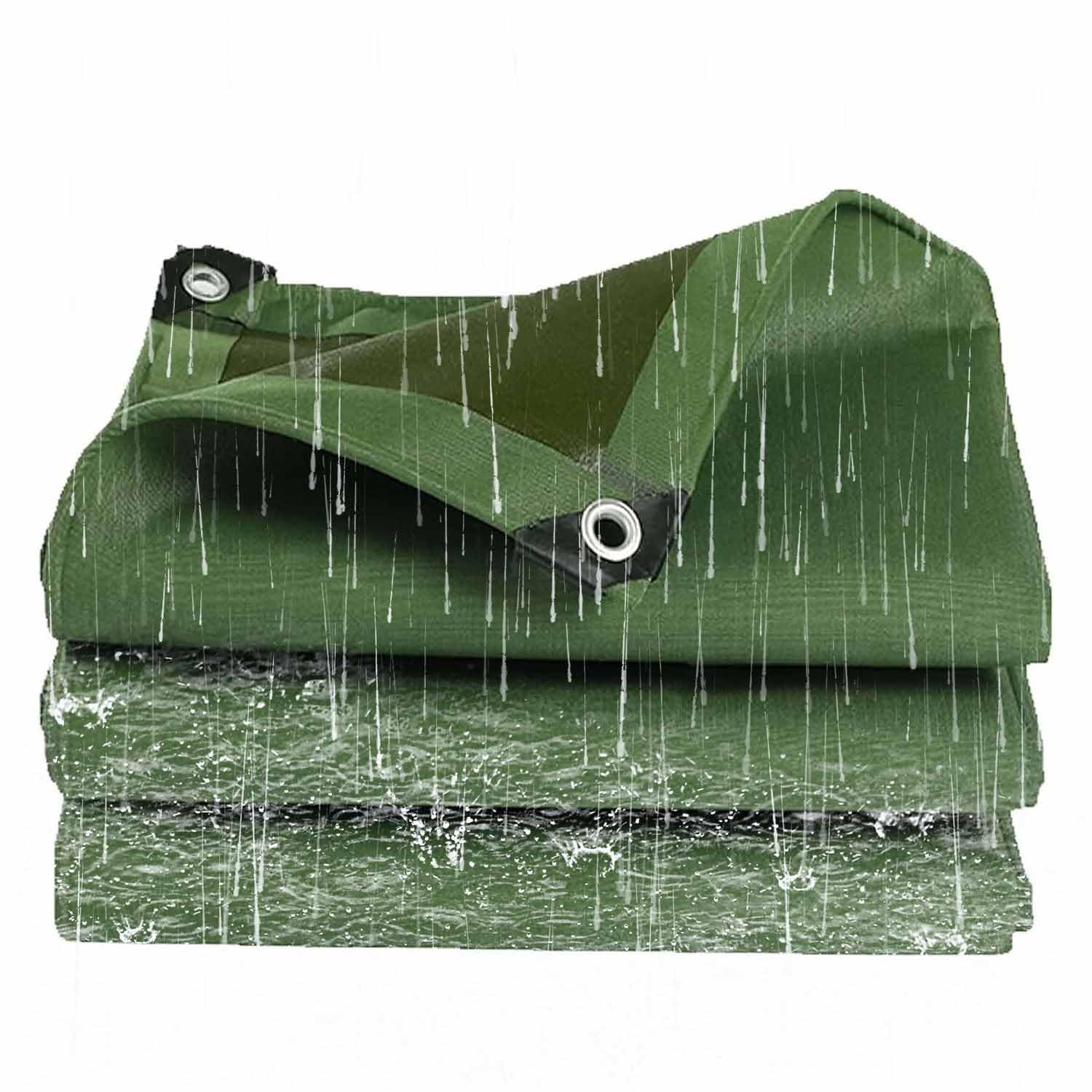 Ffsaacol Heavy Duty Waterproof Canvas Tarp, Outdoor Canvas Tarpaulin, Water Resistant, UV Resistant, Truck Tarp Cover for Car, Boat, Camping, Firewood, Woodpile Green, 4x8m/13.1x26.2ft