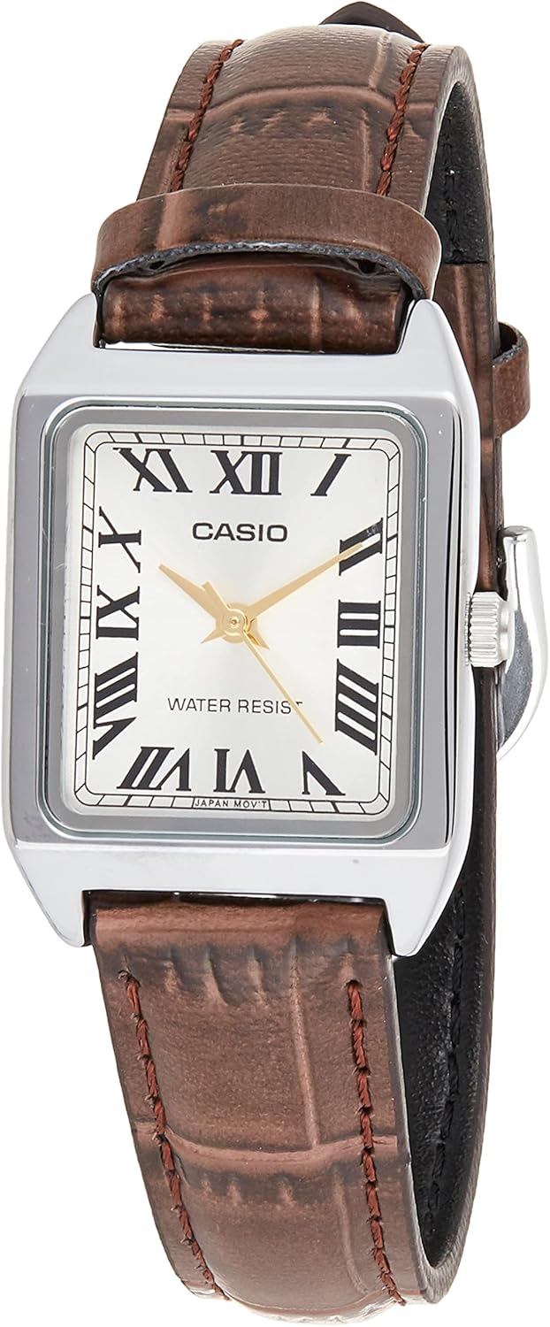 Orologio Da Polso Casio Collection | Quadrante Bianco, Cinturino Marrone | Design Femminile Elegante
