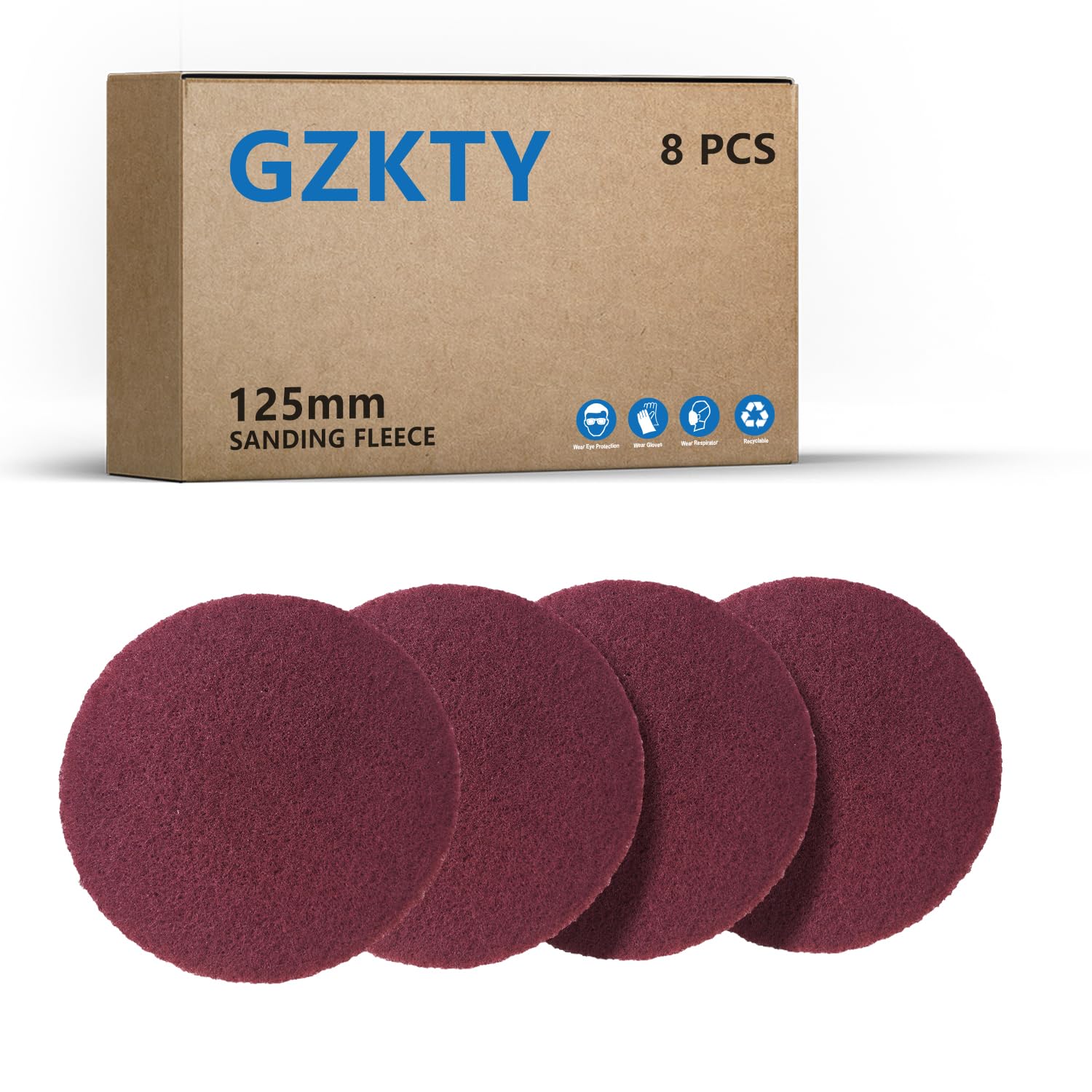 Włóknina ścierna 125 mm, ziarnistość P150-180, 8 sztuk, czerwona