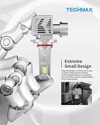 Miniatura 10 de TECHMAX Bombillas LED 9012, 25000 lúmenes, 120 W, 6500 K, xenón, luz antiniebla blanca Plug & Play, con ventilador de refrigeración 9012HIR2,